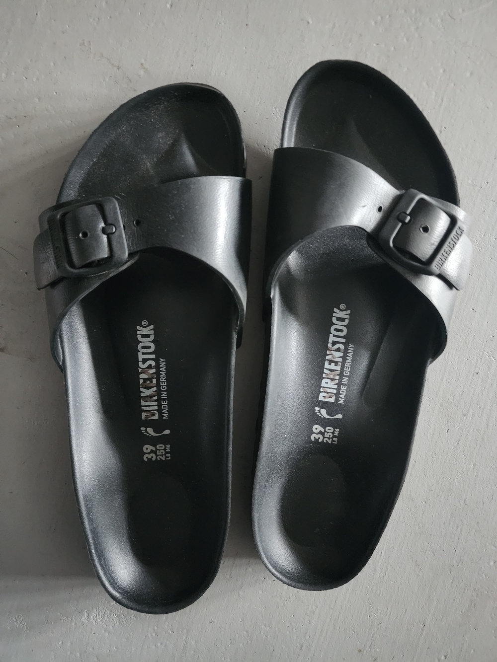 Birkenstock Black Madrid EVA Slide Sandals - Single Buckle